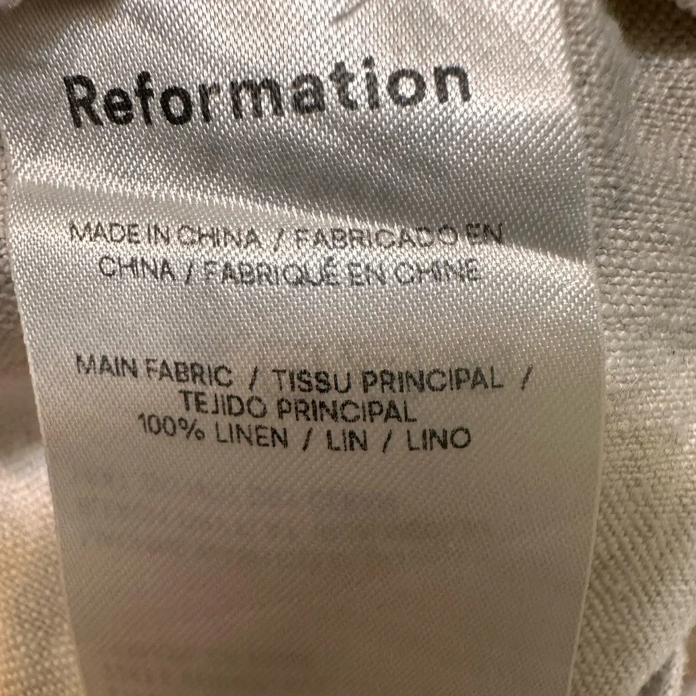 Reformation 100% Linen Pants Women’s Sz 0 Beige Elastic Waist Straight Leg NWOT